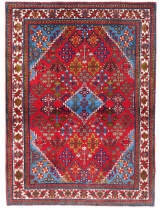 Hand Made Rug 100x150 Red Blue