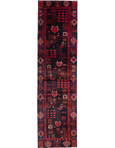 Tappeto Originale Hamadan Persia 110x410 Blu Sc