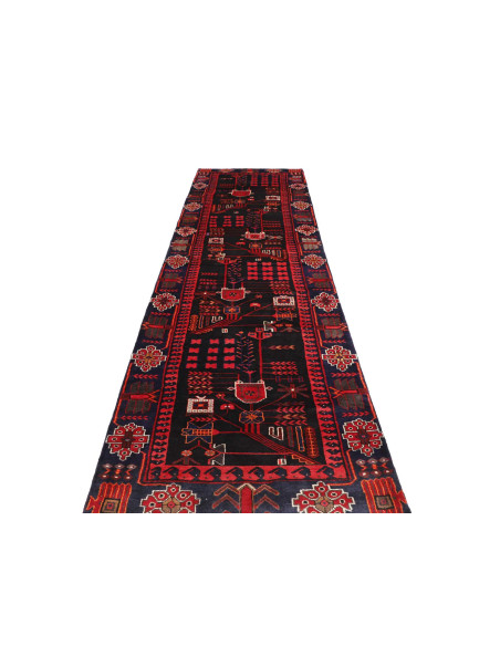 Hand Made Rug Hamadan Persia 110x410 Dark Blue