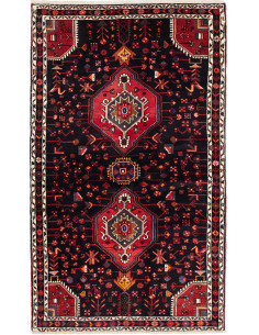 Hand Made Rug Hamadan Persia 136x227 Black Red