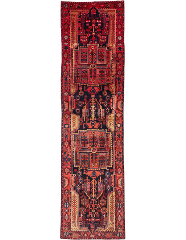 Hand Made Rug Hamadan Persia 112x480 Red Blue