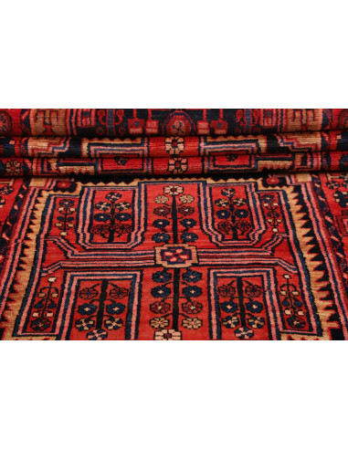 Hand Made Rug Hamadan Persia 112x480 Red Blue