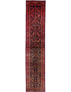 Hand Made Rug Hamadan Persia 110x515 Black Red