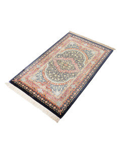 Rug Ghom silk Persia maroon grey 77x123 2