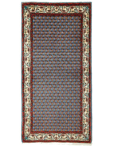 Hand Made Rug Hamadan Persia 62x126 Blue Red
