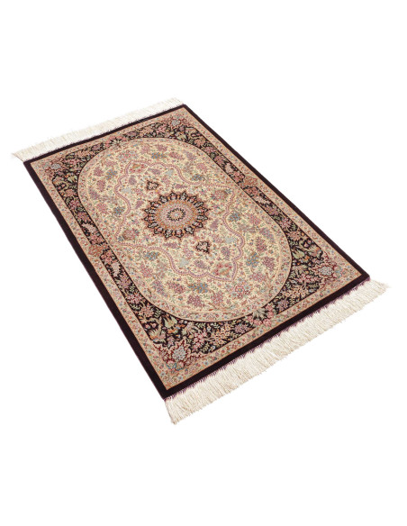 Tappeto Ghom seta Persia giallo marrone 79x122