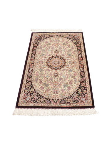 Tappeto Ghom seta Persia giallo marrone 79x122