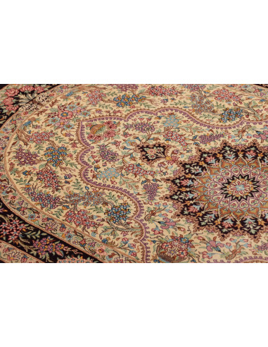 Rug Ghom silk Persia yellow brown 79x122