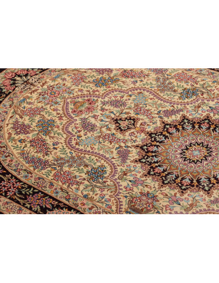 Rug Ghom silk Persia yellow brown 79x122