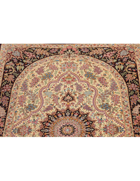 Tappeto Ghom seta Persia giallo marrone 79x122