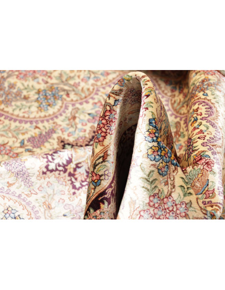 Tappeto Ghom seta Persia giallo marrone 79x122