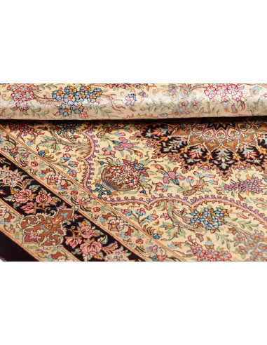 Rug Ghom silk Persia yellow brown 79x122