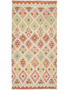 Hand Made Rug Kilim Afghanistan 105x202 Beige M