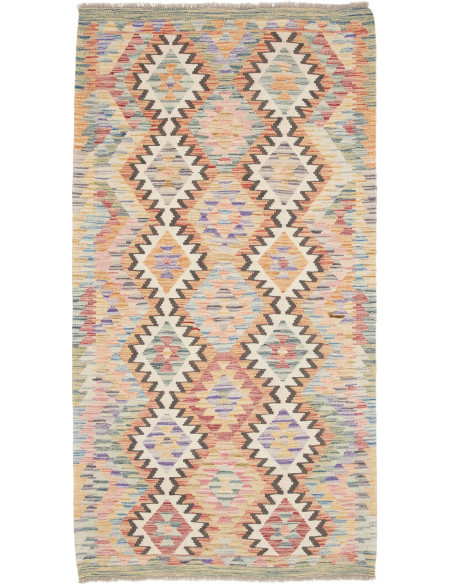 Hand Made Rug Kilim Afghanistan 107x199 Beige M