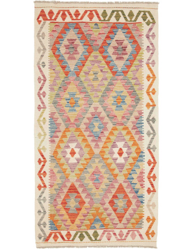 Hand Made Rug Kilim Afghanistan 102x200 Ivory M
