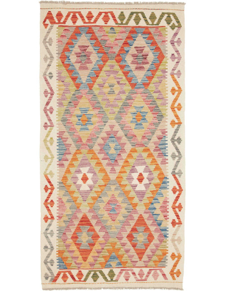 Hand Made Rug Kilim Afghanistan 102x200 Ivory M