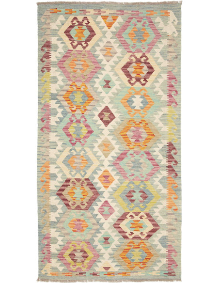 Hand Made Rug Kilim Afghanistan 99x200 Light Bl