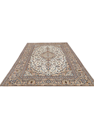 Hand Made Rug Kashan Persia 200x305 Ivory Blue