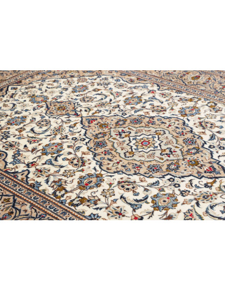 Hand Made Rug Kashan Persia 200x305 Ivory Blue