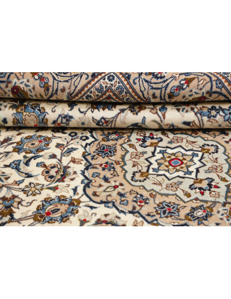 Hand Made Rug Kashan Persia 200x305 Ivory Blue