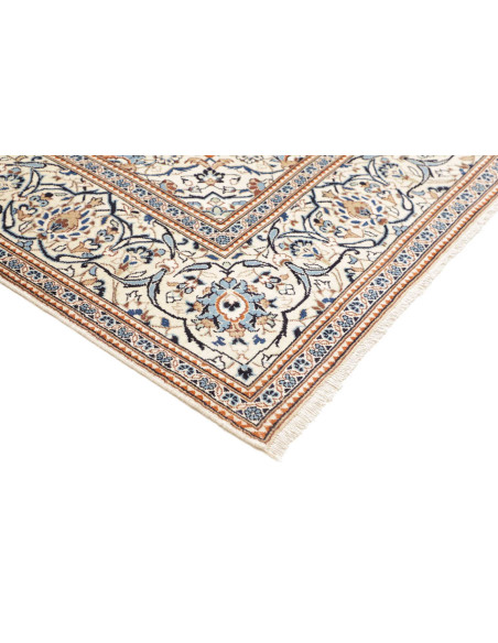 Hand Made Rug Kashan Persia 200x304 Ivory Blue