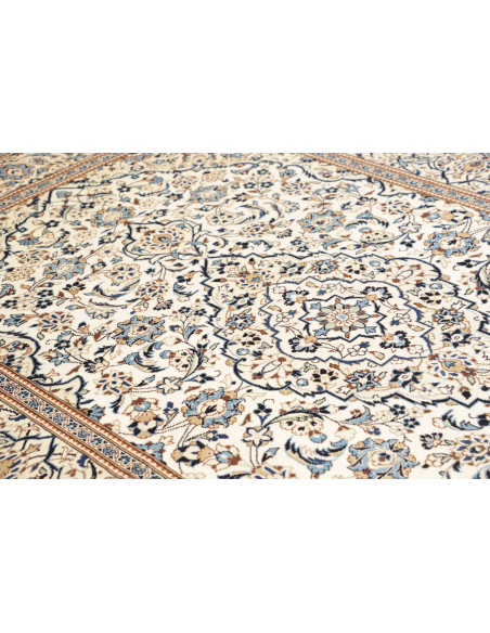 Hand Made Rug Kashan Persia 200x304 Ivory Blue