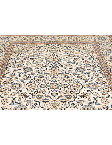 Hand Made Rug Kashan Persia 200x304 Ivory Blue