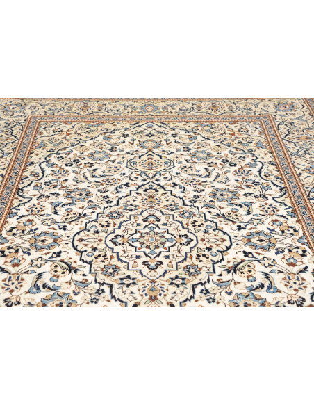 Hand Made Rug Kashan Persia 200x304 Ivory Blue