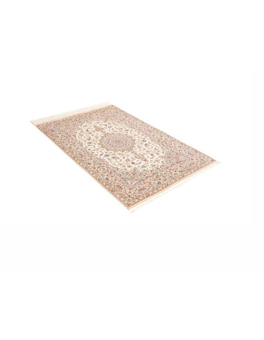 Hand Made Rug Ghom Silk Persia 99x150 Ivory Blu