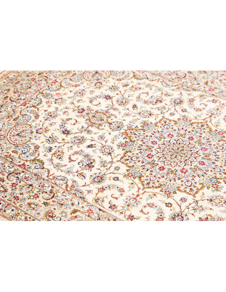 Hand Made Rug Ghom Silk Persia 99x150 Ivory Blu