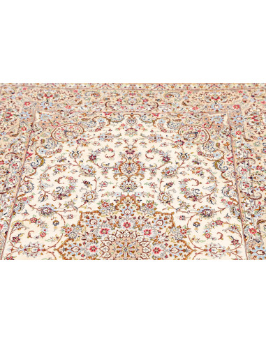 Hand Made Rug Ghom Silk Persia 99x150 Ivory Blu