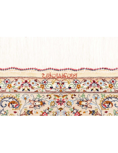 Hand Made Rug Ghom Silk Persia 99x150 Ivory Blu