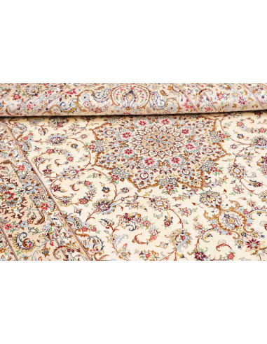 Hand Made Rug Ghom Silk Persia 99x150 Ivory Blu