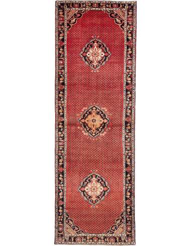 Hand Made Rug Hamadan Persia 135x416 Red Black
