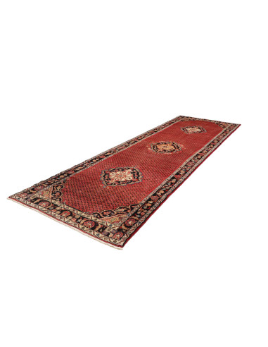 Hand Made Rug Hamadan Persia 135x416 Red Black
