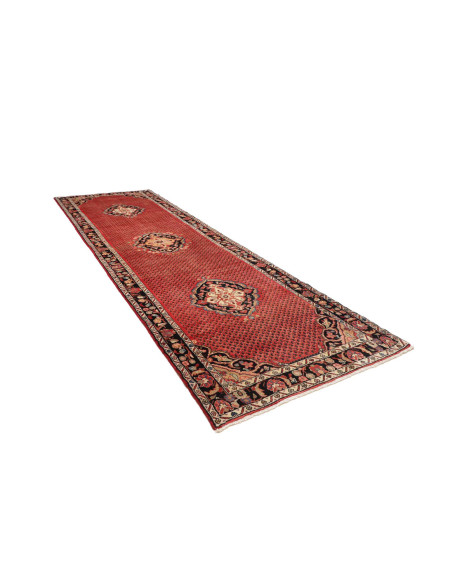 Hand Made Rug Hamadan Persia 135x416 Red Black