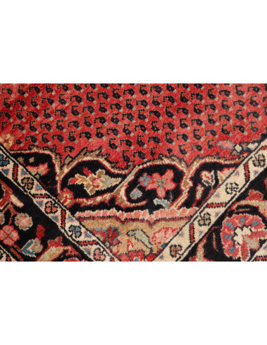 Hand Made Rug Hamadan Persia 135x416 Red Black