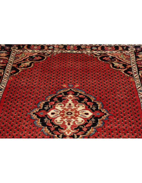 Hand Made Rug Hamadan Persia 135x416 Red Black