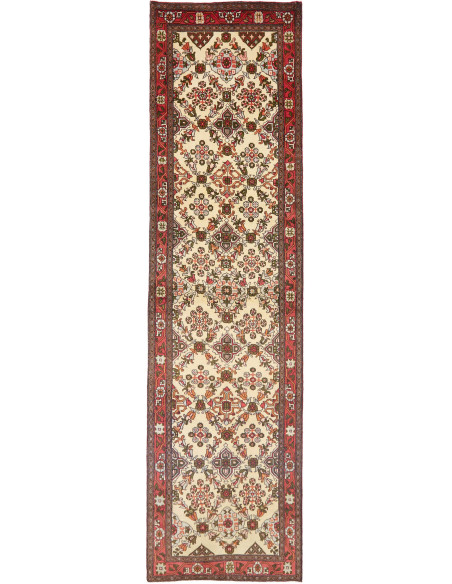 Hand Made Rug Hamadan Persia 100x368 Ivory Red