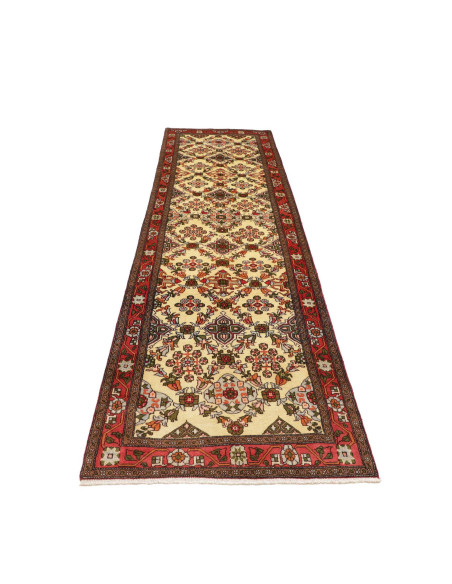 Hand Made Rug Hamadan Persia 100x368 Ivory Red