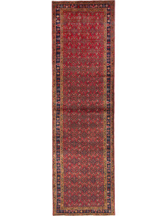 Hand Made Rug Hamadan Persia 122x420 Red Dark B