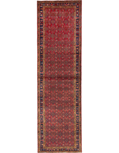 Hand Made Rug Hamadan Persia 122x420 Red Dark B