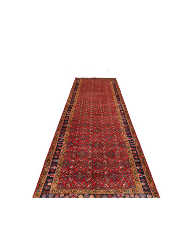 Hand Made Rug Hamadan Persia 122x420 Red Dark B