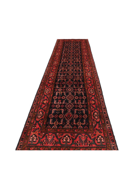 Hand Made Rug Hamadan Persia 110x443 Dark Blue
