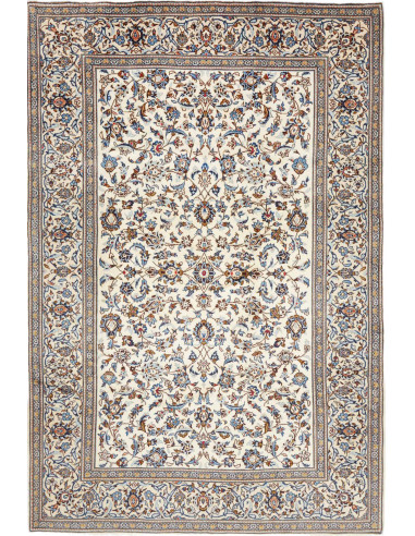 Hand Made Rug Kashan Persia 197x297 Ivory Blue
