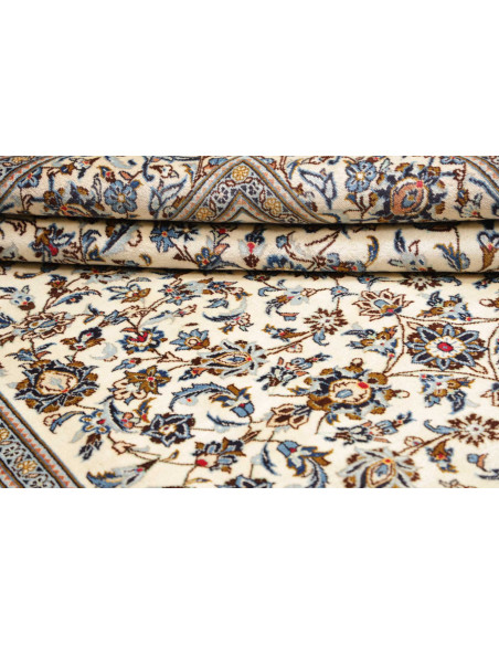 Hand Made Rug Kashan Persia 197x297 Ivory Blue