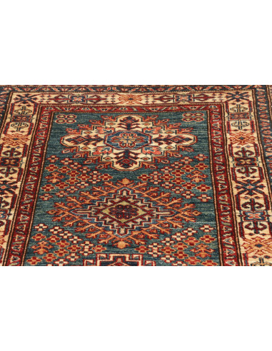 Hand Made Rug Kazak Fine Pakistan 85x271 Petrol