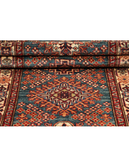 Hand Made Rug Kazak Fine Pakistan 85x271 Petrol