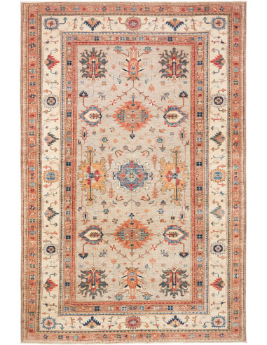Hand Made Rug Kazak Fine Pakistan 197x302 Beige