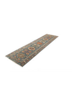 Hand Made Rug Kazak Fine Pakistan 79x301 Petrol 2